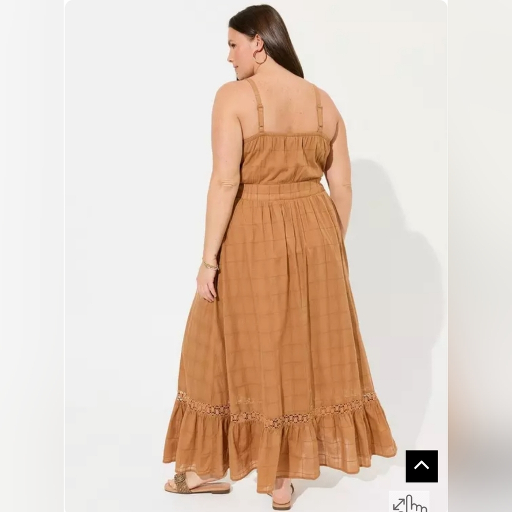 TORRID Cotton Crochet Tank Maxi Dress | Boho Chic Cottagcore Peasant - 1X - Picture 3 of 10